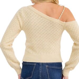 Cream One Shoulder with Whipstitch One Shoulder Chain Strap